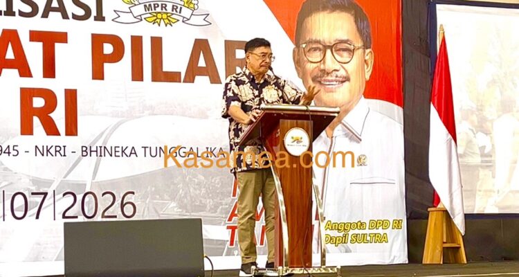 Baubau, MZ Amirul Tamim saat menyampaikan pidato sambutan pada Sosialisasi Empat Pilar MPR RI